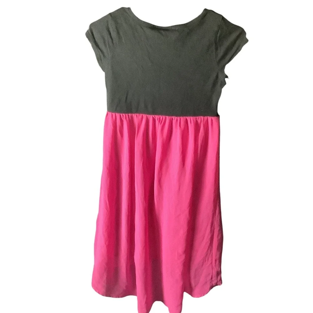 Hello Kitty Girls Dress Black Pink Hi‎ Lo Sparkle Sz L 10 12 Short Sleeve